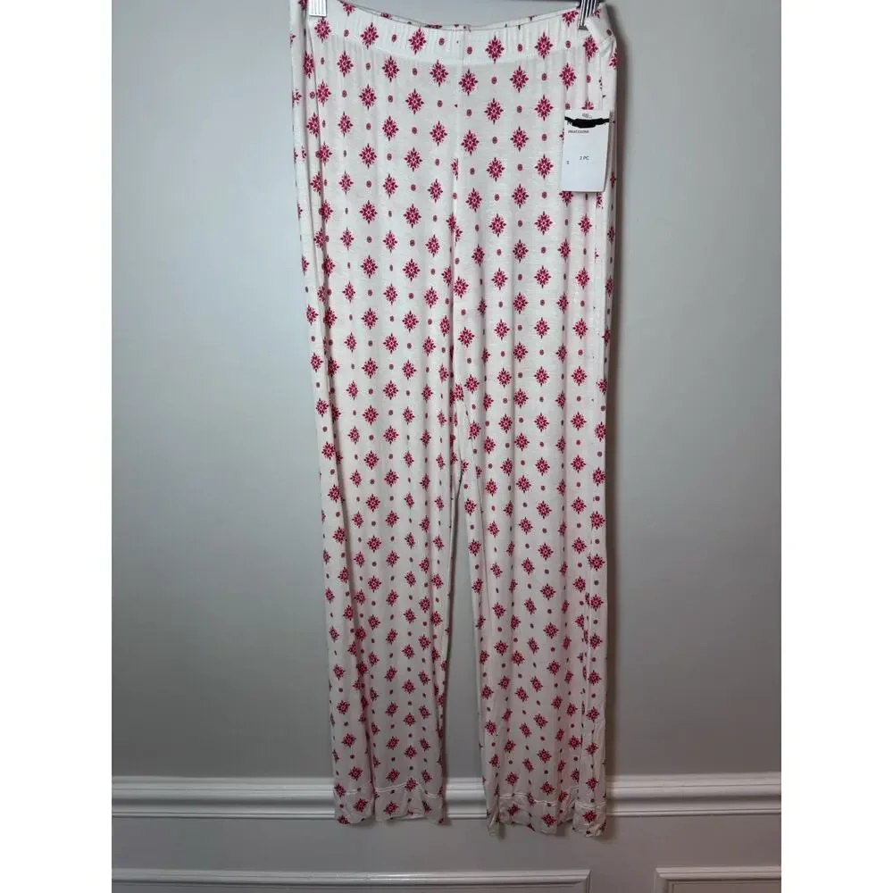 Nordstrom Ivory Stamped Snowflake 2 Piece Pajama Set Sz S NWT